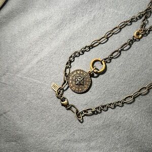 SOLD Bronze and Silver Compass Pendant Necklace
